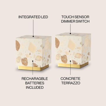 Lara 4.63" Modern Glam Terrazzo Rechargeable/Cordless Dimmable Integrated LED Mini Table Lamp with Touch Sensor - JONATHAN Y